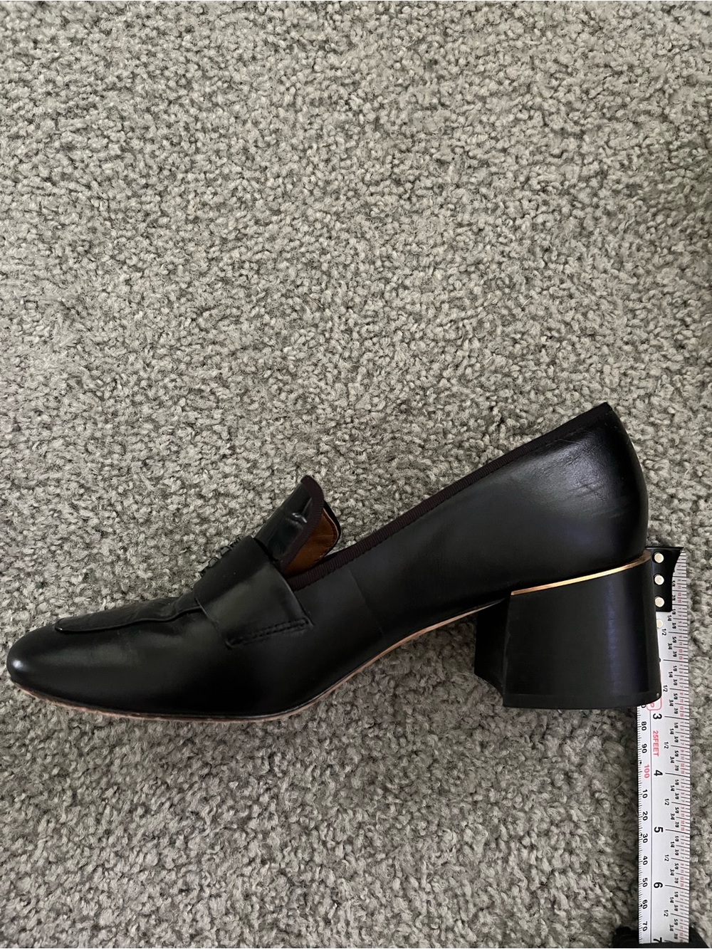 Tory Burch Black Croc-Embossed Leather Loafers with Block Heel - Picture 4 of 7